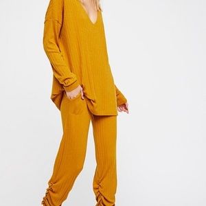 Free People Post Surf top in mustard